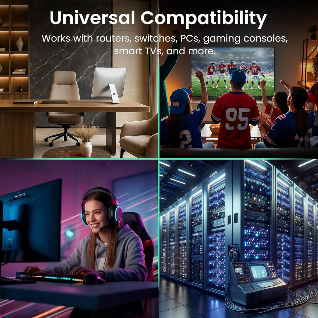 Cat 6 Ethernet Cable Pack - 20-Pack 1 Ft Cat6 Ethernet Patch Cables | RJ45 Network Patch Cable, 10 Gbps Snagless Gold-Plated Connectors - Ethernet Cable Cat 6 for PC, TV, Router - Blue